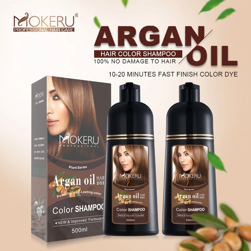 500ml Long Lasting Moisturizing Argan Oil Cover Gray Hair Dye Shampoo Natural Permanent Brown Hair Dye Shampoo For Woman - Hair Color - AliExpress