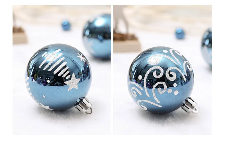 24pcs 6cm Colour Drawing Balls For Christmas New Year Decoration Ornaments Xmas tree Bauble Hanging Ball Bauble Balls Tree Decor
