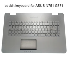 GK WERDEN FR RU UA SW CZ ND AF CF laptop beleuchtete tastatur palmrest für Asus N751 G771 tastaturen silber und rot