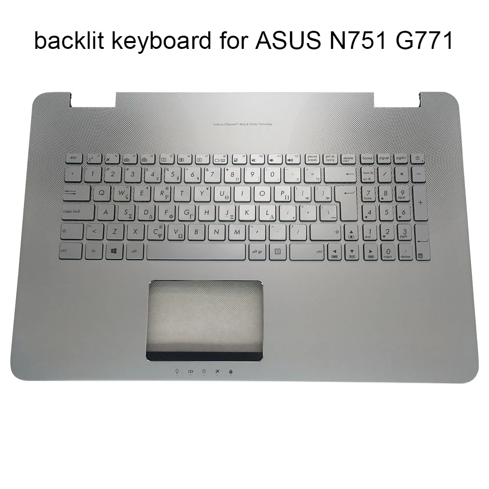 Teclado Retroiluminado para Laptop Asus Teclados de Luz Palmrest Prata c Shell gk be fr ru ua sw cz nd af cf N751 G771 N751jx G771jw