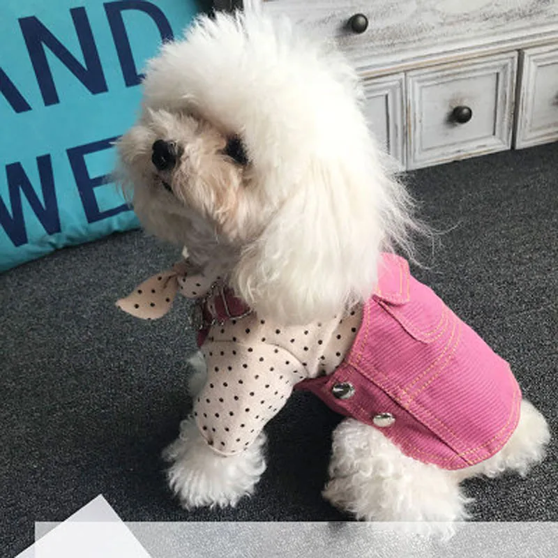 new Denim strap dog dress skirt cute Pet Clothes skirt Teddy Sling Dog CostumeSpring autumn Puppy Pet Clothing for Dogs