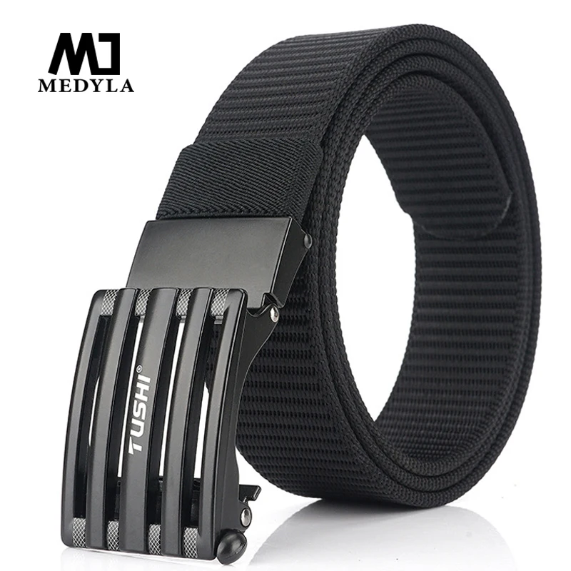 

MEDYLA Men's Belt Official Product Men's Belt Alloy Automatic Buckle Durable Casual Nylon Jeans Belt Canvas Business Belt BLL045