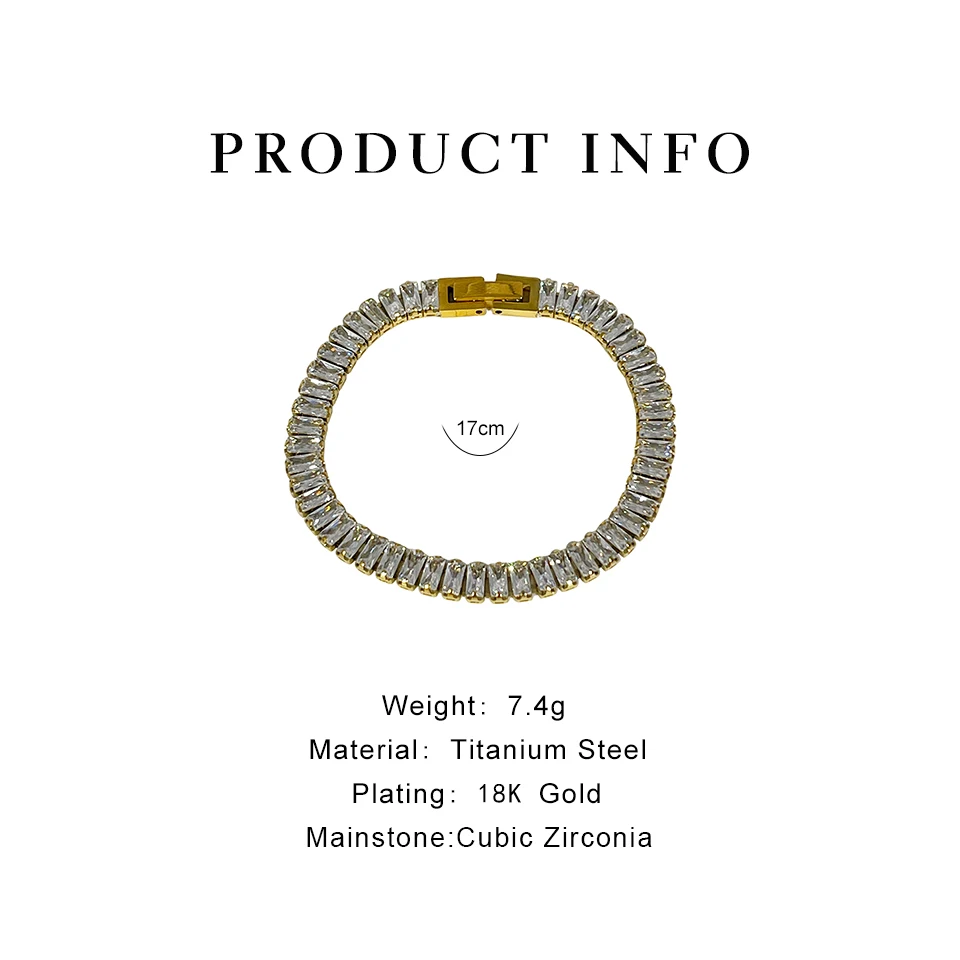 Peri'sbox Luxury Pave Square Cubic Zirconia Bracelet For Women Sparkly Zircon Link Chain Tennis Bracelet Vintage Trendy Bracelet - Image 6