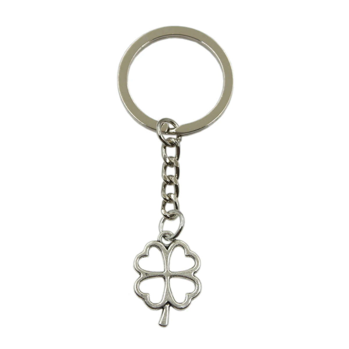 New Fashion Men High Quality Car Keychain DIY Holder Chain Silver Color Hollow Lucky Four Leaf Clover Irish Pendant For Gift | Украшения и