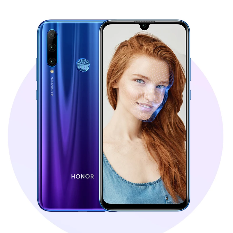 global version honor 20 lite Mobile Phone 6.21 inch Android 9.0 FM Face Fingerprint Unlock Smartpho