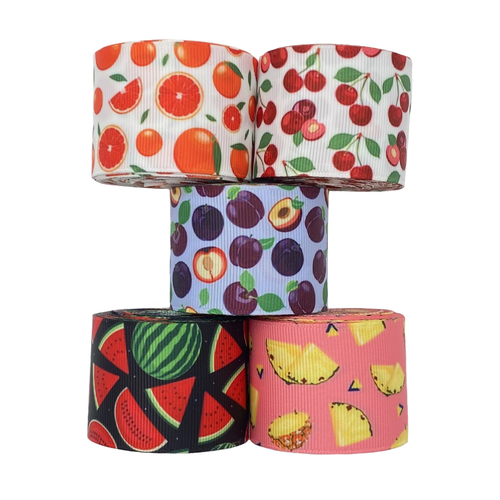 

38mm Fruits Ribbon Watermelon/Pineapple/Cherry/Orange Printed Grosgrain Ribbon For Diy,Hair Bow Accessories,Crafts Ribbon Fruits