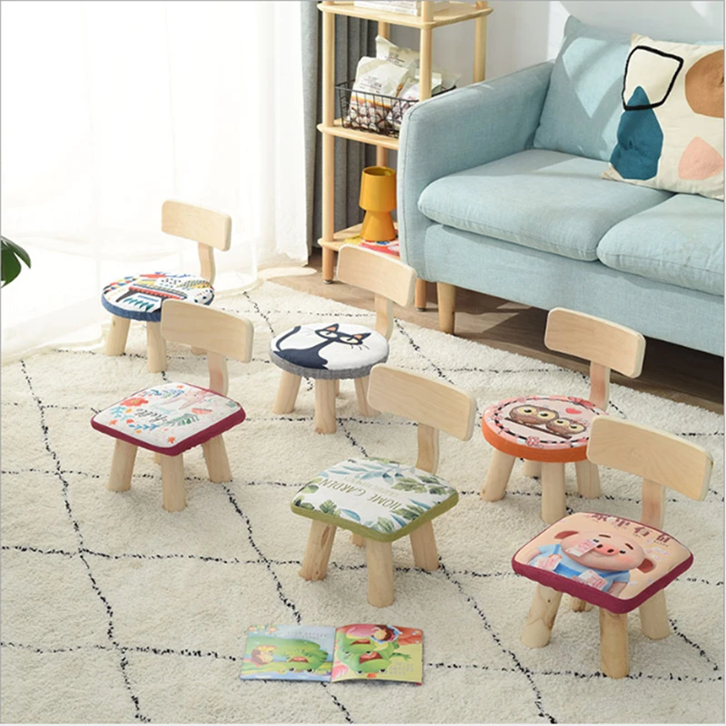 Children's Bench Cartoon Creative Home Solid Wood Small Stool Cute Sofa Baby | Мебель