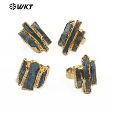 WT-R336 кольцо с натуральным камнем Неправильной Формы Натуральный Синий Кианит с золотой Гальванизированный кольцо модное кольцо для женщин ювелирные изделия
