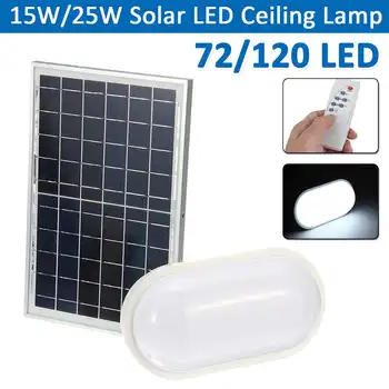 

15W/25W Solar Panel LED Ceiling Lamp Remote Control Soft Light Effect Oval Bulb Waterproof Garage LED Ceiling Lights Bedroom