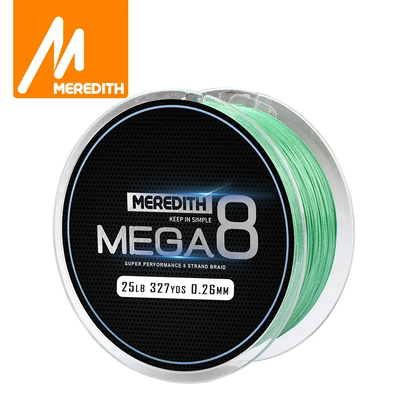 Рыболовная леска MEREDITH Mega8 300 м 8 нитей плетеная из полиэтилена многонитевая 10LB 50LB