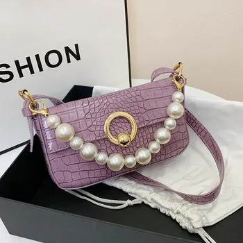 

Pearl handle PU Leather Crossbody Bags For Women 2020 Fashion Small Shoulder Bag Female Handbags And Purses Sac A Main Femme