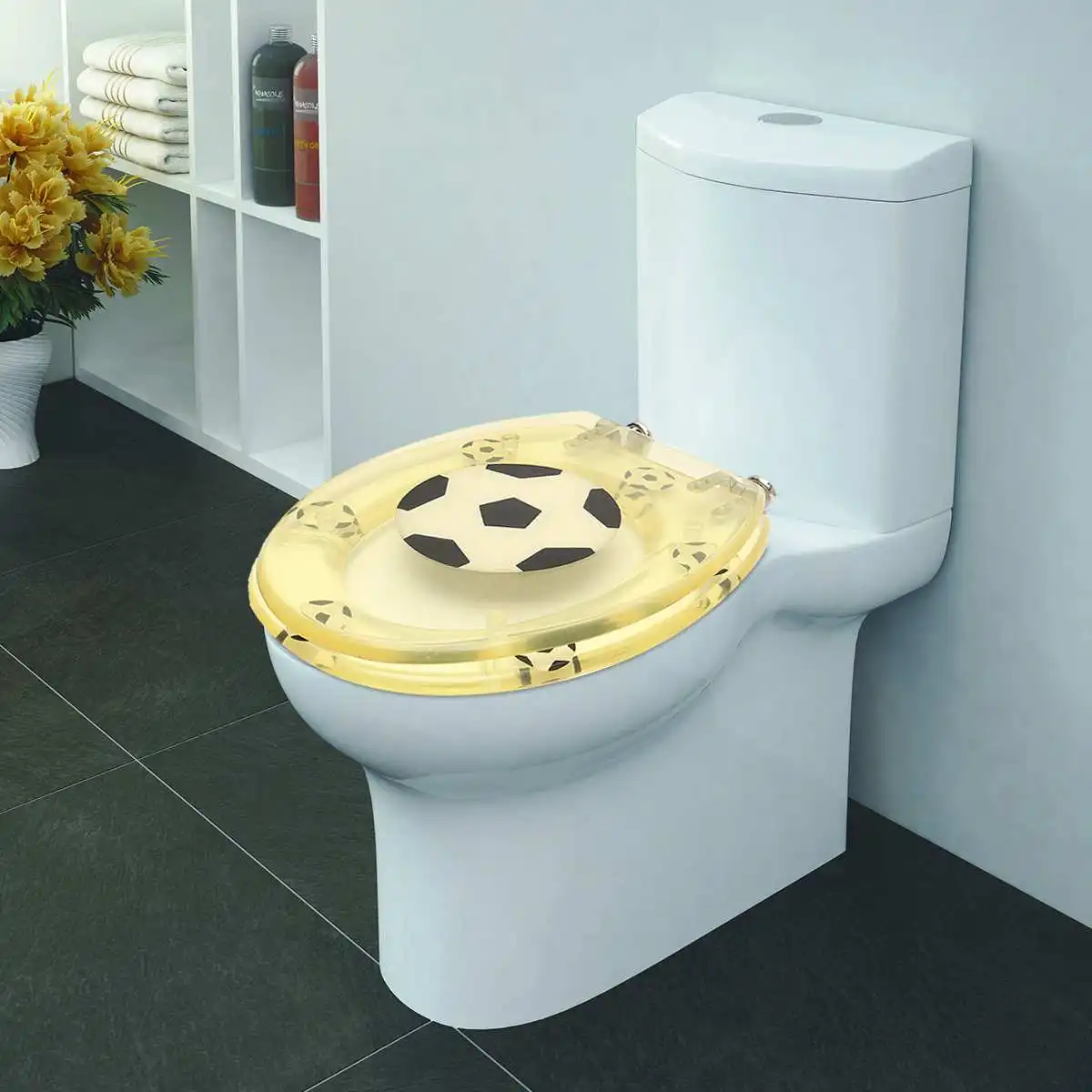 Football Medium Density Fiberboard MDF Toilet Seat Cover Slowly Drop Bathroom Toilet Lid Bathroom Seat Replacement Accessories