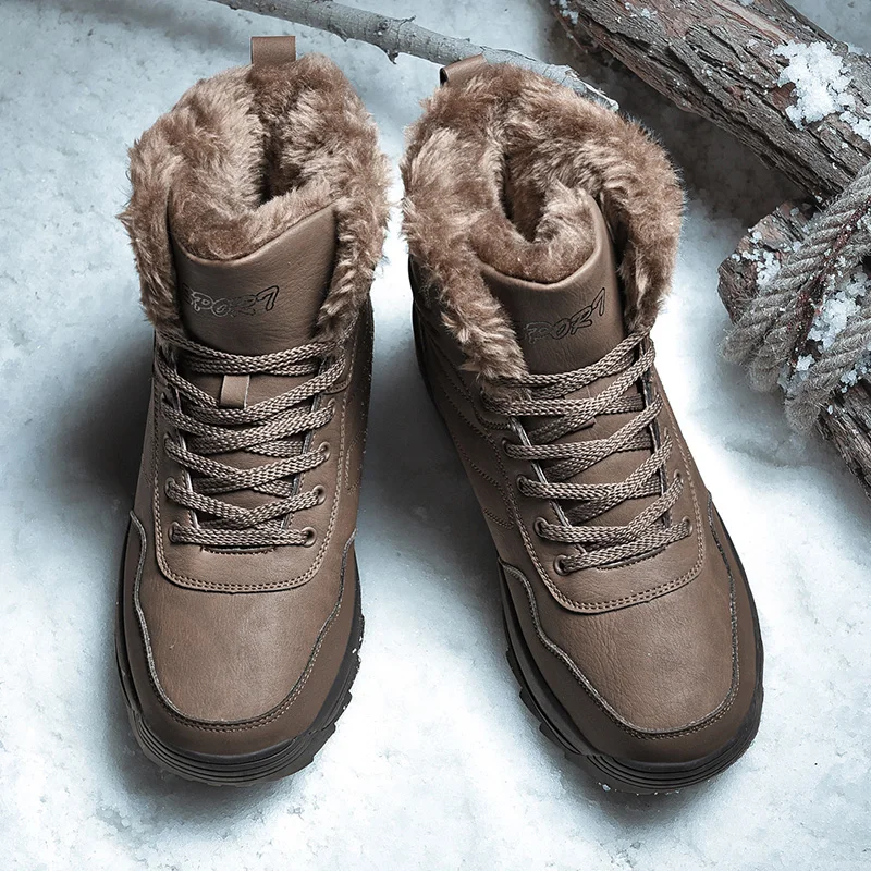 Высокие новые зимние мужские Нескользящие рабочие ботинки плюшевые теплые водонепроницаемые зимние ботинки на меху обувь для мужчин большие размеры 39-48