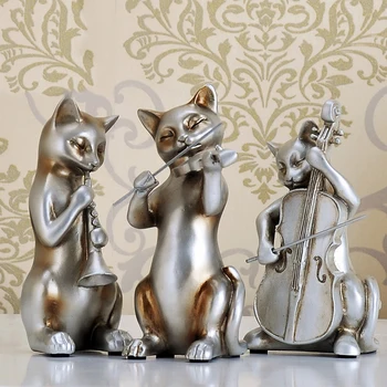 

Modern Creative Music Resin Cat Ornament Home Furnishing Decoration Crafts Bedroom Desktop Statues Figurines Decor Accessories