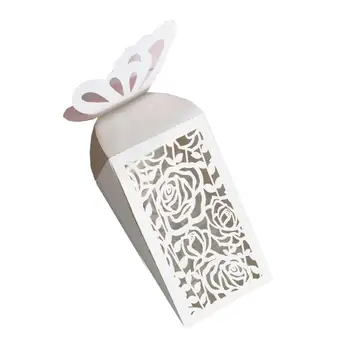

50pcs Creative Butterfly flower Laser cutting hollow Candy Boxes Gift Box for Birthday Party Decor Wedding Favor Supplies Bag