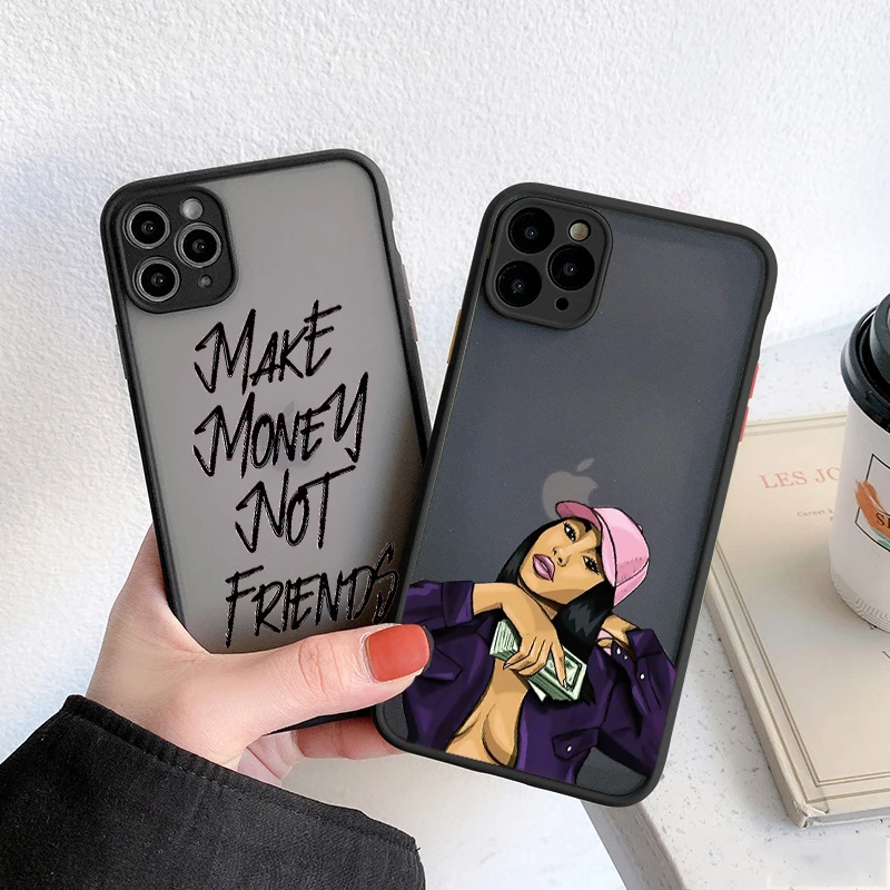 Rich Girl Phone Case For Iphone 13 12 11 Pro Max X Xs Max Xr 7 Plus 6s 7 8 Plus Se 2 Cute Anti Fall Cover Make Money Not Friend Mobile Phone Cases Covers Aliexpress