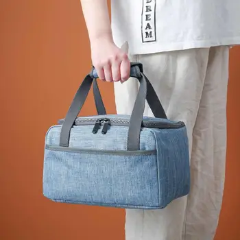 

Zippered Large Capacity Insulation Bag Aluminum Foil Lunch Box Bag Office Worker Lunch Bag Portable Picnic Handbag