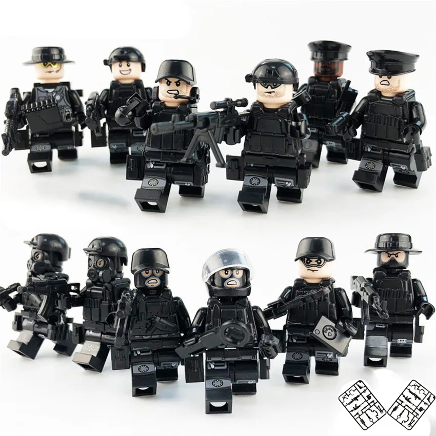 

8~12pcs/set Military SWAT Teams Figures City Police Weapon Cops Model Building Blocks kits Brick Mini Toys for Children Kid Gift
