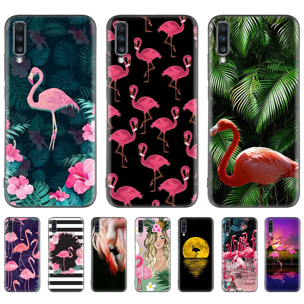 

Pink Flamingo Flowers Art Case for Samsung Galaxy A50 A90 5G A70 A20 e A80 A60 A30 s A10 A6 A8 + A9 2018 Black Soft Phone Coque