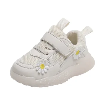 

0-3Years Fashion Flower Mesh Infant Boys Girls Sneakers Green Pink Beige Running Shoes Solid Color Toddler Baby Casual Shoes