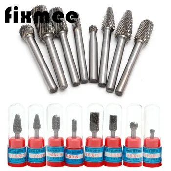 

8Pcs Tungsten Carbide Burr Bit 1/4" 6mm Rotary Cutter Files CNC Engraving Set New