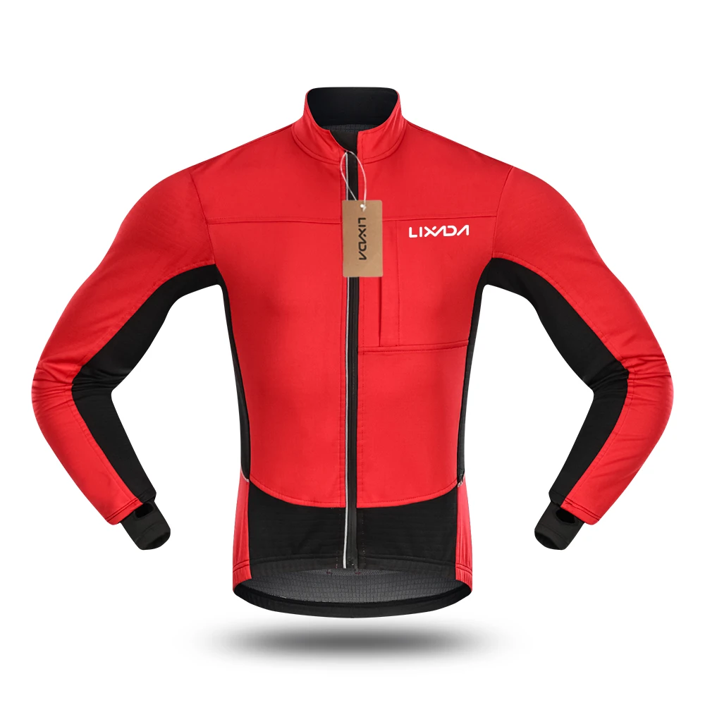 Lixada Men's Windproof Cycling Jacket Winter Thermal Polar Fleece Bike Bicycle Riding Running Clothing Sportswear Jacket Coat