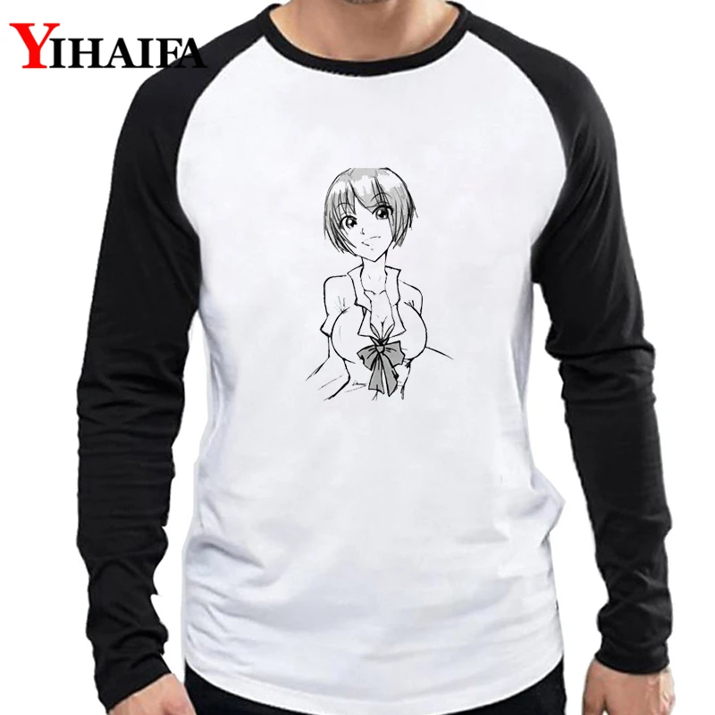 

Autumn Men T Shirts 3D Print Anime Girl Graphic Tees White Long Sleeve Cartoons Streetwear Funny O-Neck Tee Tops Casual T-shirt