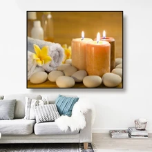 Canvas Art Painting Candles and bath towels,stone Poster Picture Wall Decor Modern Home Decoration Gift For Living room Bedroom Canvas Art Painting Candles and bath towels,stone Poster Picture Wall Decor Modern Home Decoration Gift For Living room Bedroom