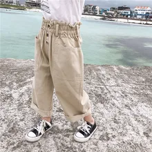 Новинка года; сезон осень; детская одежда для девочек; повседневные свободные брюки в Корейском стиле свободные брюки для малышей 3-7 лет