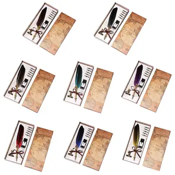 

Vintage Calligraphy Quill Feather Dip Pen Holder Writing Ink Nibs Stationery Art