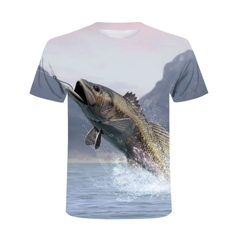 

2021 New Fish Pattern Men's And Women's Short T-Shirt Summer Comfortable Fashion Short Sleeves Customizable Patterns
