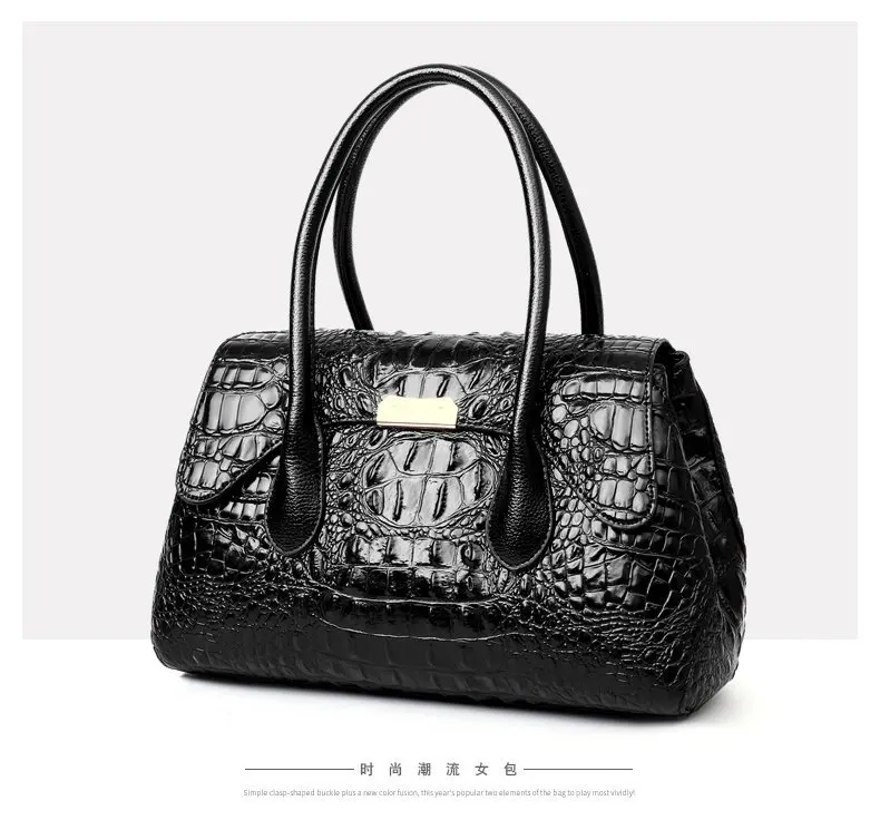 Retro Red Green Leather Womens Alligator Bags Luxury Designer Handbag Brown Black Ladies Large Crocodile Crossbody Bag for Women (4)