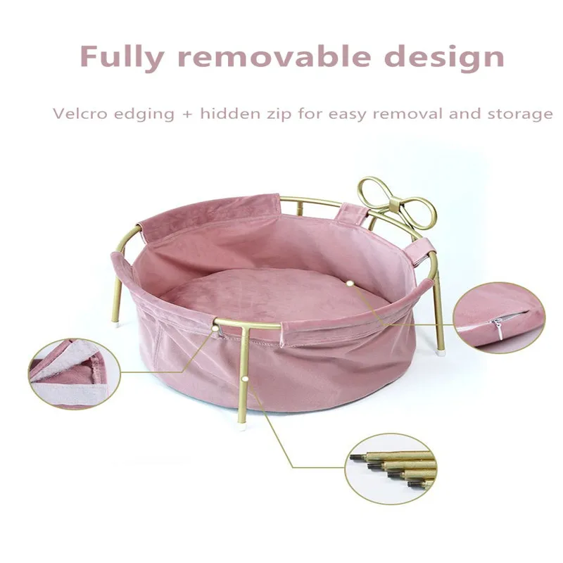 Long Plush Super Soft Pet Bed Kennel Round Kennel Cat Winter Warm Sleeping Bag Puppy Cushion Detachable stand socket