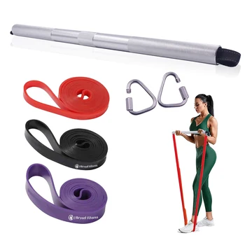 Portable Gym Bar Resistance Band Training Bar Foe Women Men Squats Strength Workout Pilates Exercise Home Fitness Equipment