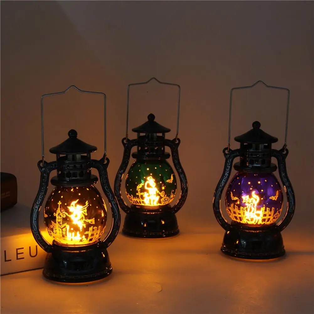 

Halloween Pumpkin Witch Handheld LED Light Lamp Lampion Home Party Bar KTV Decor witch cat design horrible atmosphere