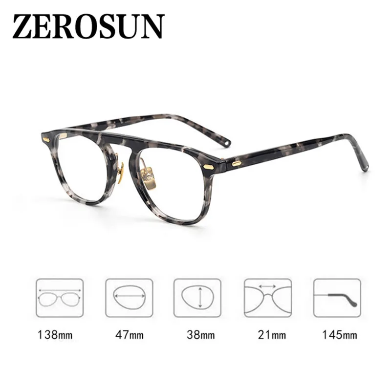 Zerosun ацетат очки Для мужчин Винтаж оправа для очков мужские фирменные Tortoise Модные