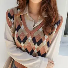 Женский Осенний короткий свитер с круглым вырезом, вязаный жилет, пуловер без рукавов, женский джемпер в консервативном стиле, Свободный жилет