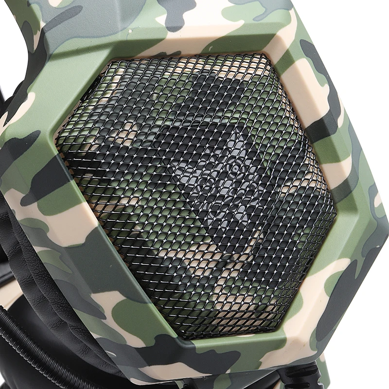Mayitr 1pc Camouflage Green K8 Stereo Gaming Headset Professional LED Light Gamer Headphone With Foldable Microphone