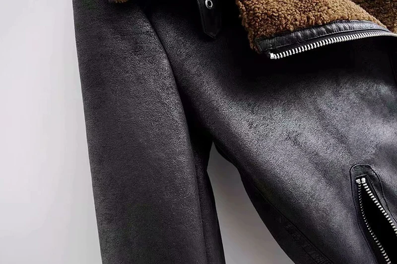 Женская Байкерская стильная куртка из искусственной кожи на молнии с поясом, украшенная уличной одеждой, пальто с длинным рукавом, утепленные Топы Deri Ceket