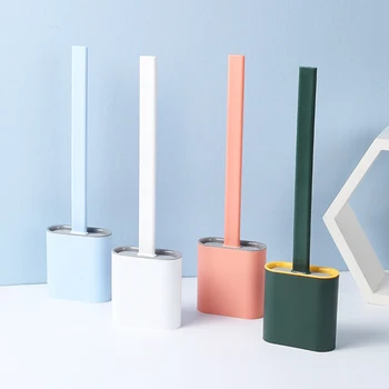 

1 Pc Silicone Long-handled Toilet Brush Plastic Toilet Brush Cleaning Product Set Bathroom Household Toilet Cleaning Tool