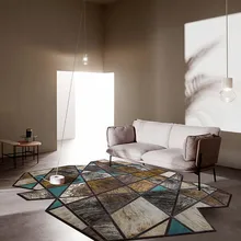 Современный стиль аномальный геометрический узор из натуральной коровьей кожи меховой ковер пэтчворк, декоративный меховой ковер для гостиной