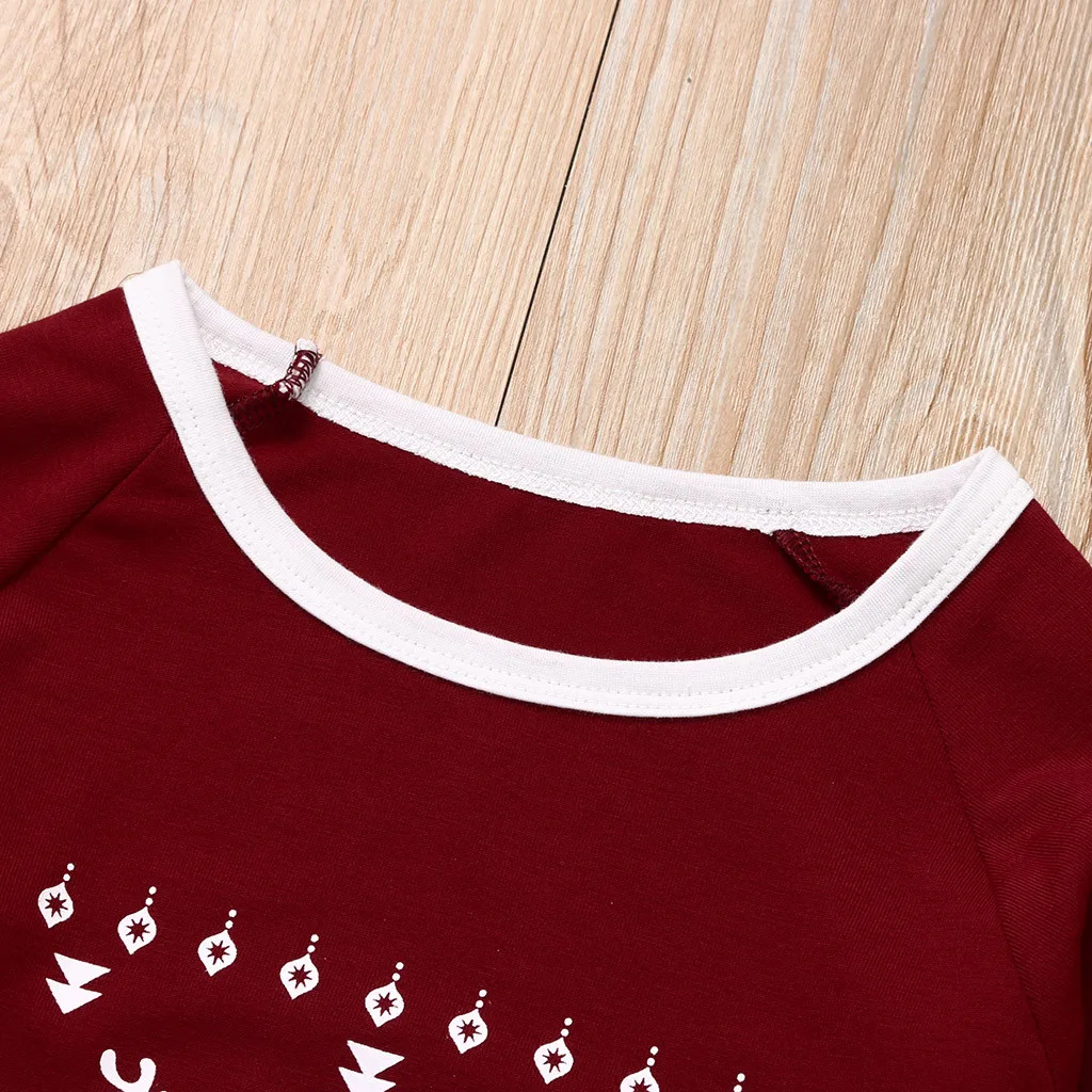 Одежда для малышей Одежда для детей и родителей пижамный комплект для маленьких мальчиков и девочек в рождественском стиле, с рисунком оленя топы, штаны одинаковая Семья наряды новогодние пижамы, одежда для сна