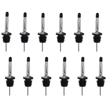 

LBER 12Pcs Stainless Steel Spirit Bottle Speed Pourers Olive Oil Wine Pourer with Rubber Dust Caps