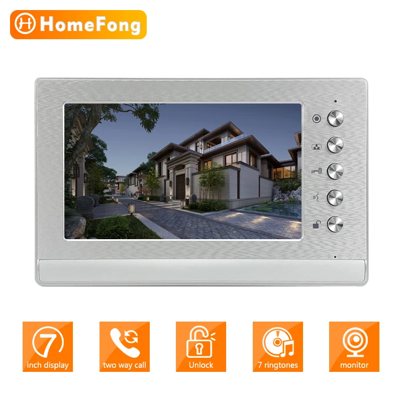 HomeFong 7 Inch Video Intercom For Home Door Phone System Apartment 1000TVL Doorbell With Camera Waterproof Day Night Vision apartment intercom system with door release Door Intercom Systems