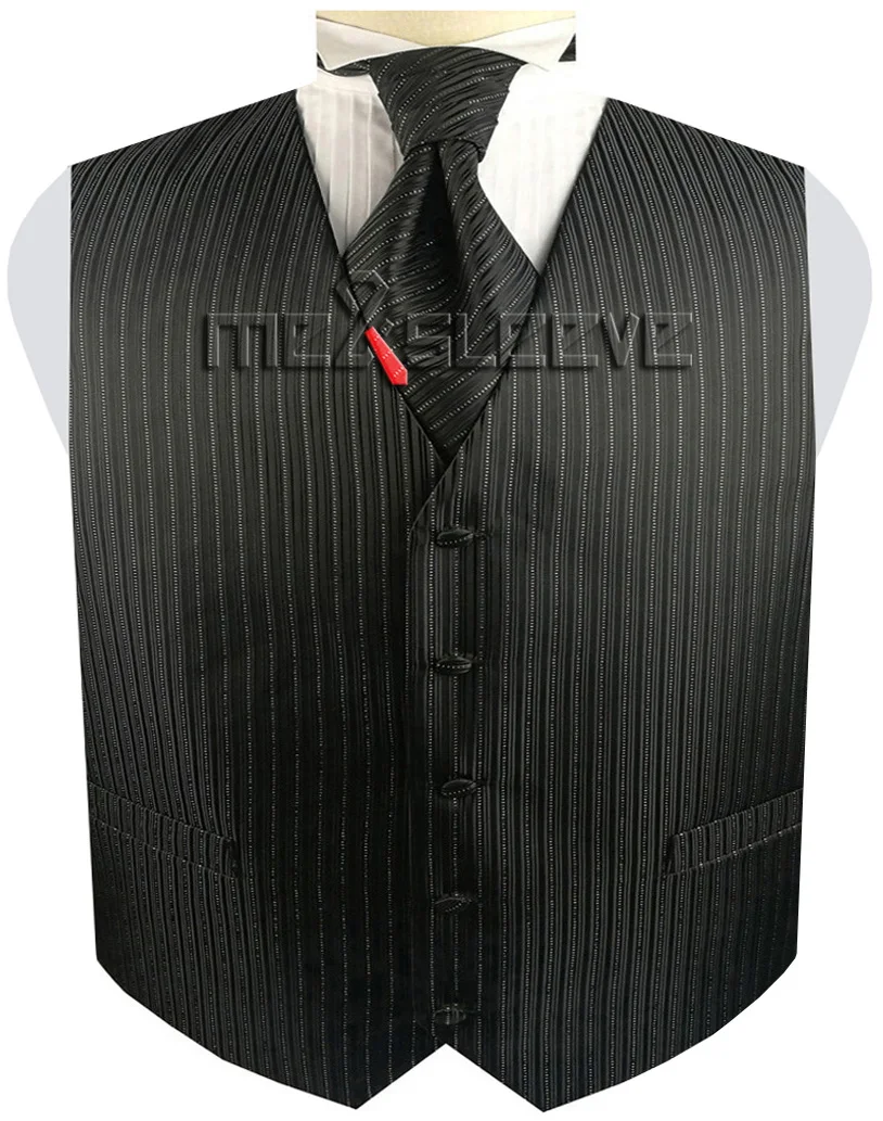black blazer for men high quality men's formal wear luxury stripe waistcoat set sport coat