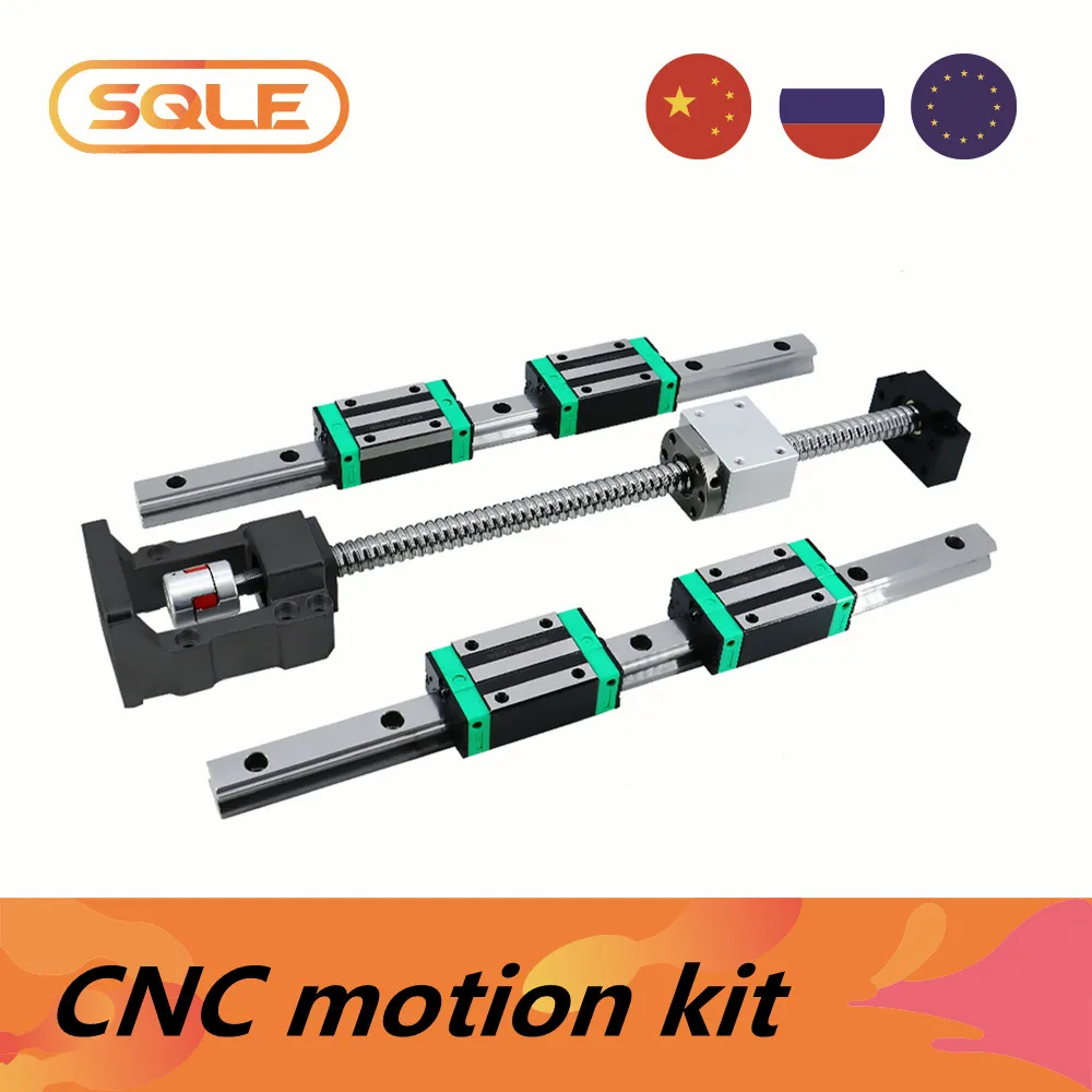 EU warehouse CNC guides kit linear guides HGR15 HGR20 + HGH15CA slides+ballscrew SFU1605  with support bearings+coupler for CNC