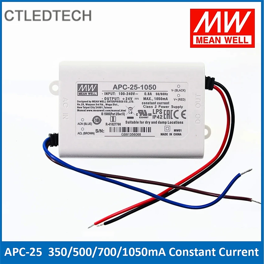 Задний пластиковый чехол Mean Well APC-25-350 25W 350mA 700mA AC-DC APC-25-700 Class 2 для LED Light | Освещение