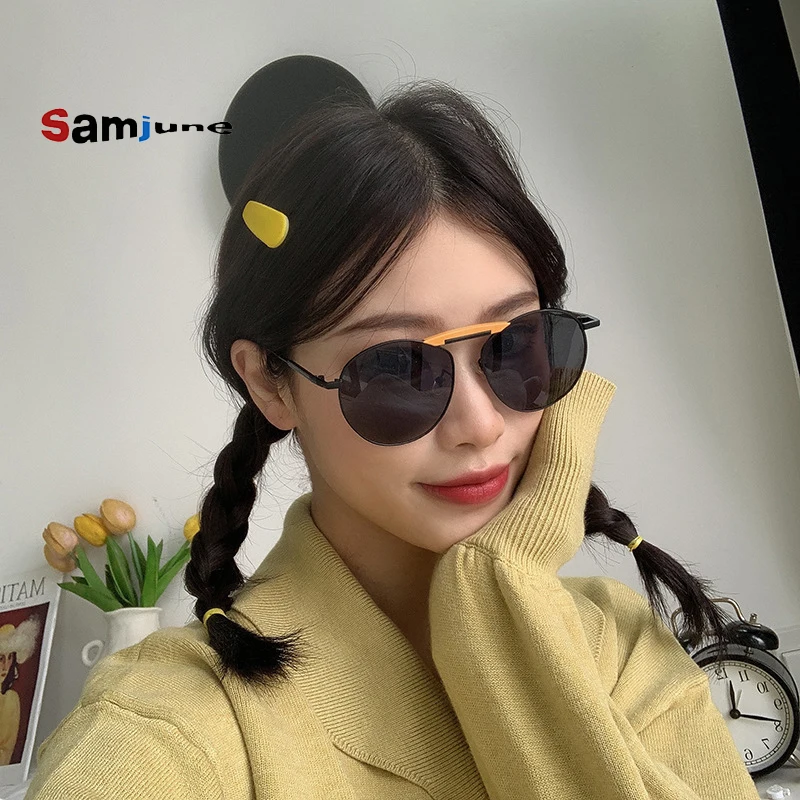 

Samjune роскошные солнцезащитные очки для женщин/мужчин брендовые дизайнерские очки женские Овальные Солнцезащитные очки металлическая оправа Oculos De Sol Gafas