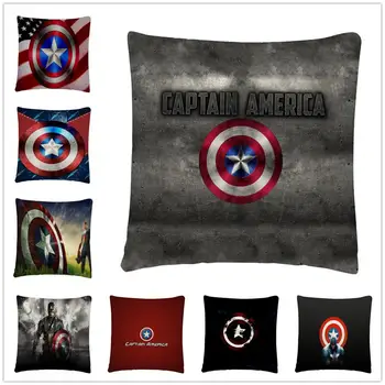 

Movie Super hero Captain America Logo Linen Cushion Cover Pillow Case for Home Sofa Car Decor Pillowcase 45X45cm