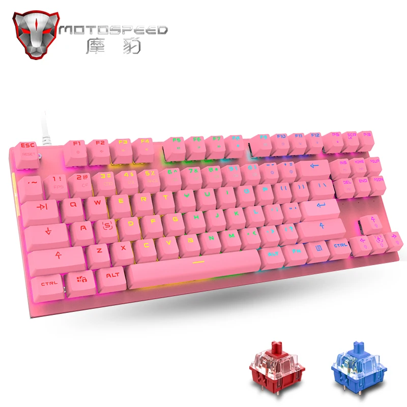 Motospeed CK82 RGB Mechanical Keyboard 87 Keys Mix LED Backlight Anti-Ghosting USB Wired Gaming Keyboard For PC Computer Gamer
